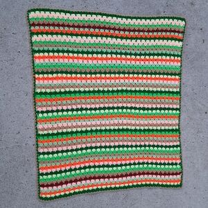 Multicolor Striped Crochet Throw